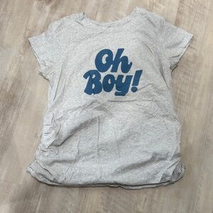 Gray T-Shirt with Blue 'Oh Boy!' Print Maternity